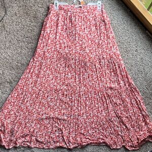 Abercrombie & Fitch Red Floral Tiered Maxi Skirt